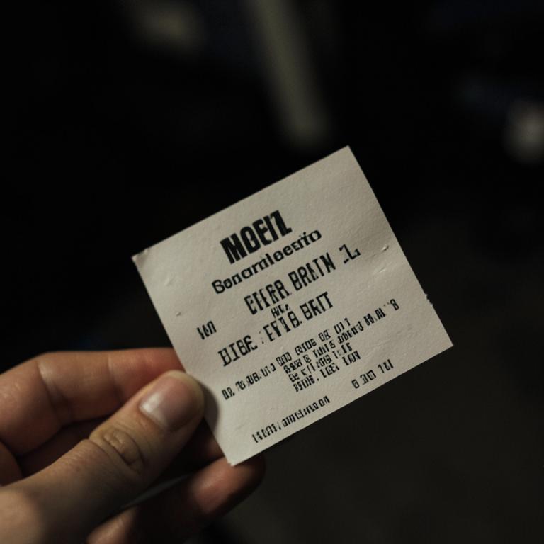 A hand holding a printed event ticket stub